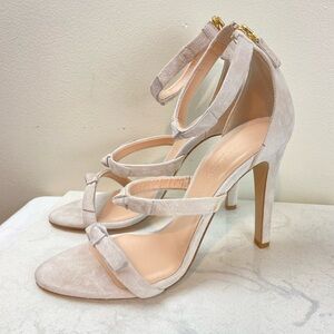 EUC Club Monaco Cedrika Suede Heels Blush Nude Ankle Strap Sandals